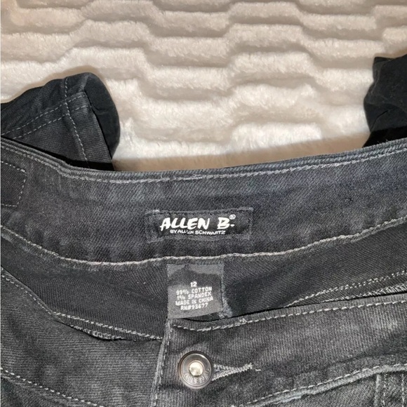 ALLEN B. SCHWARTZ Womens BLACK RUCHED ZIPPER ANKLE DENIM JEANS Size 12 - Picture 3 of 11